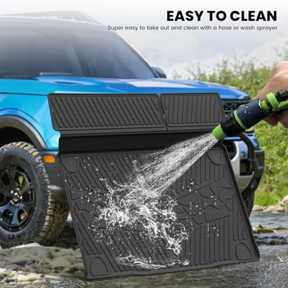 LASFIT Cargo Mat+Rear Back Seat Protector+Underfloor Storage Mat for Ford Bronco 4-Door 2021-2026 TPE All Weather Protection Liners Waterproof Backrest Mat Custom Fit Non-Slip Easy Clean - style: 4) Bronco 4-door| 21-25 | Cargo Liners + Backrest Mat