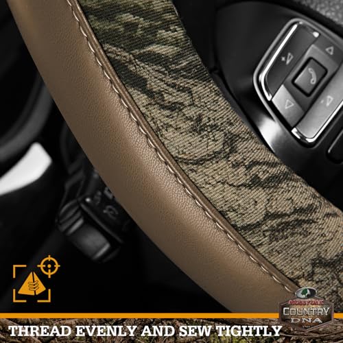 Mossy Oak Camo Steering Wheel Cover, Durable Grip Car Steering Cover, Universal Fit 14.5"–15.5" - Made with Premium Beige PVC Leather and Cotton Fabric, Anti-Slip - Official Licensed Product - color: Beige