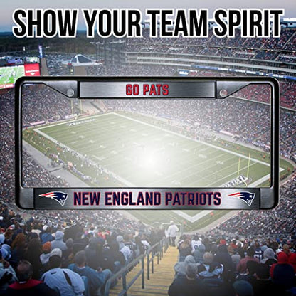NFL New England Patriots Go Pats Black Chrome License Plate Frame - 2-Screw Mount - color: Patriots