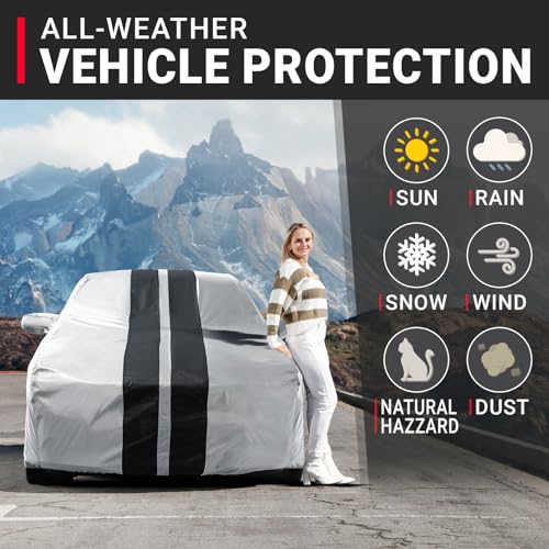 iCarCover Premium Heavy Duty Car Cover - Waterproof All Weather Rain Snow UV Protection, 3-Series, M3, Mustang, Genesis Coupe, G35 G37 Coupe, 3000GT, Size C13 (See Size Chart), Stripe - Gray/Black - color: Sedan & Coupe - Gray/Black, size: C13 for Sedan &