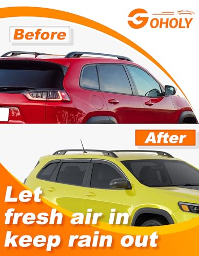 6-pcs Low-Profile Window Rain Guard for 2014-2023 Jeep Cherokee Rain Guards Side Window Visors Extra-Thick Vent Visor Window Deflectors Tape-on Vent Shades Car Accessories - size: Fit for 2014-2023 Jeep Cherokee
