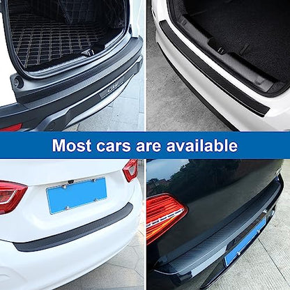 Soft & Bendable Rear Bumper Protector 35.42" x 3.14" - Carbon Fiber Leather Anti-Scratch Guard for SUV, Truck, Sedan | Flexible But NOT Stretchable | Trim to Fit, No-Drill Installation - size: 35.42*3.14 in