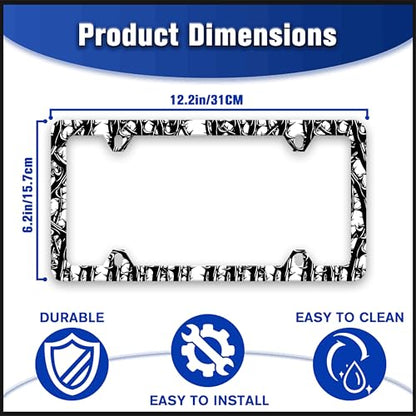 Plant Stem Spines License Plate Frame Rose Roots Floral Art License Plate Holders Funny Auto Accessory Bracket Stainless Steel License Plate Frames with Screws for Women Men 6x12 Inch 4 Holes - color: Plant Stem Spines