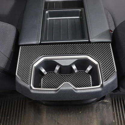 NVCNX Real Premium Carbon Fiber for Toyota Tundra 2022-2026 / Sequoia 2023-2026 2024 2025 Truck Pickup SUV Center Console Armrest Cup Holder Cover Interior Trim Accessories Overlay Sticker Decal 2PCs - color: Center Console Armrest Cup Holder Trim