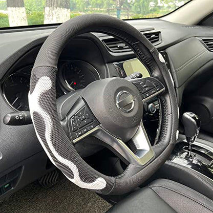 PINCTROT D Shaped Comfy Grip Steering Wheel Cover, Anti-Slip Design, Flat Bottom 14.5-15 Inch(Silicone White) - color: 5.White, size: D Shaped/Flat Bottom[14 1/2''-15'']
