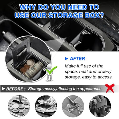 Autorder Coin Holder for Toyota Tacoma 2016-2023 Accessories - Armrest Insert Center Console Organizer with Coin Slot - ABS Plastic Secondary Storage Box - size: 2016-2023 Toyota TAcoma