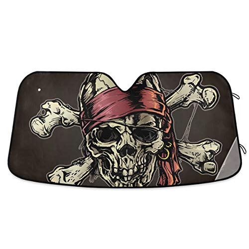 Pirate Skull Car Windshield Sunshade Foldable Reflective Sun Shade Blocks UV Rays - color: Skull 3