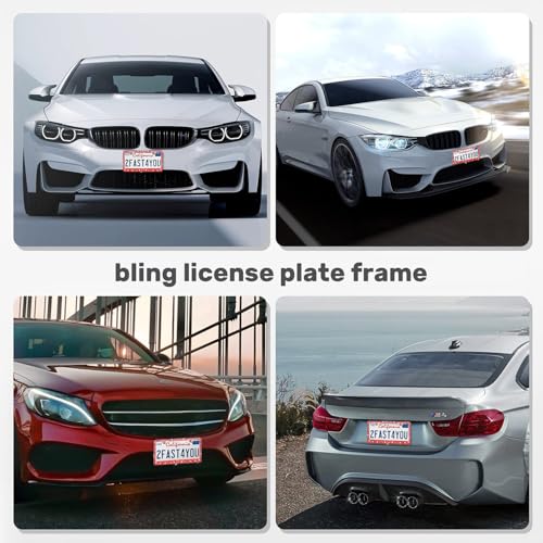 2 Pack License Plate Frames for Women, Sparkly Rhinestone Diamond Car Accessories with Glitter Crystal Caps (Red(2PCS)) - color: Red(2PCS)