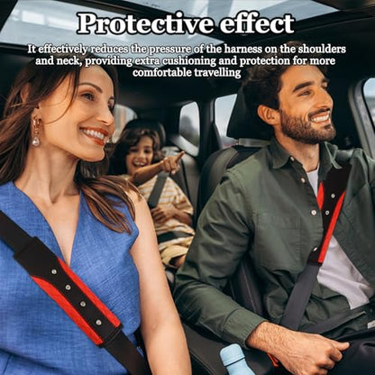 Hovom 2PCS Bling Car Seat Belt Cover Pad, Leather Seatbelt Covers for Cars, Soft Safety Seatbelt Shoulder Strap Covers, Rhinestone Auto Seat Belt Protector Cushion for Women Girls (Red) - color: Red