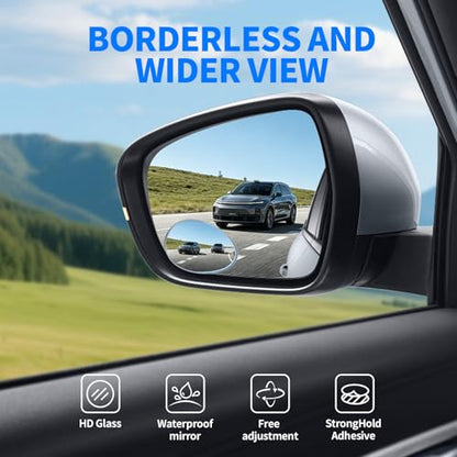 2 PCS Car Blind Spot Mirror, HD Frameless Convex Glass Angle Adjustable, Self-adhesive Back Auxiliary Reverse Mirror Wide Angle Side Mirrors Universal Car Exterior Accessories (Oval) - size: Oval