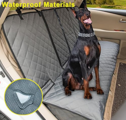 Dog Car Seat Cover, Deluxe Waterproof Pet Back Carseat Protector for Cars, SUVs, Trucks, Nonslip and Easy Cleanup Backseat Pet Cover for Automotive Rear Bench (Grey) - color: GREY
