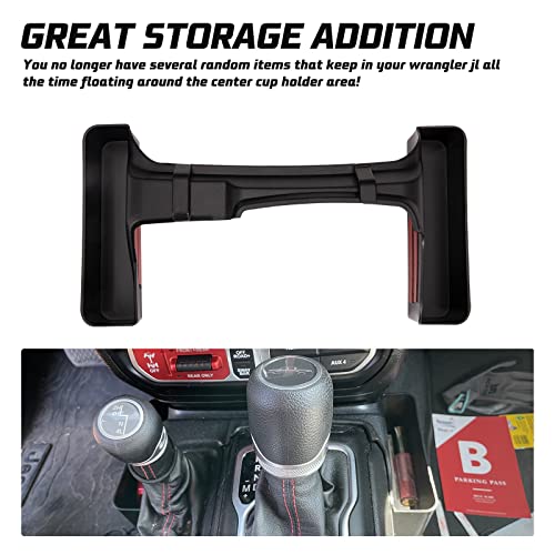 KIWI MASTER Console Shifter Storage for 2018-2026 Jeep Wrangler JL Gladiator JT Gear Shift Storage Box Tray, JL JT Interior Accessories Parts, Black