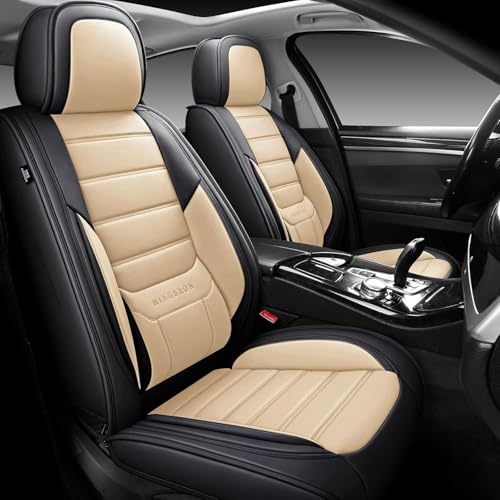 MINGBRON Seat Covers, Car Seat Covers Front Seats, Car Seat Cover, Car Seat Protector Waterproof, Car Seat Cushion Nappa Leather, Beige Seat Covers Carseat Cover Universal Fit for Most Cars - color: Beige 2, size: Front Pair
