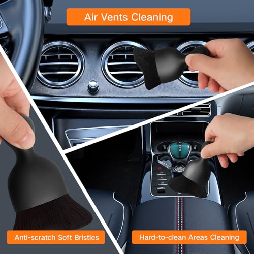 Qydipclin 11pcs Windshield Cleaner Tool, Car Window Cleaning Wash Kit with 6 Reusable Microfiber Pads 2 Spray Bottles and Extendable Handles Auto Glass Wiper Kit, Orange - color: Orange