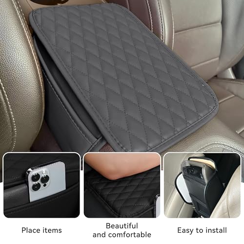 Upgraded Car Middle Center Console Cover with 2 Storage, Universal Microfiber Leather Car Armrest Cover Cushion Universal Vehicle Middle Console Cover, Most Vehicle, SUV, Truck (Gray) - color: Gray