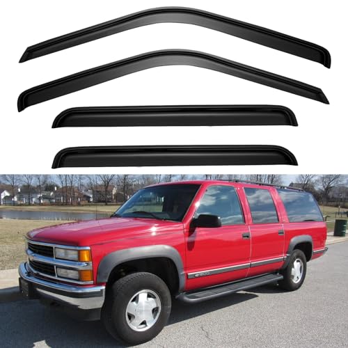 Window Visors Rain Guards for 1995-2000 Chevy Tahoe/GMC Yukon, Out-Channel Window Vent Wind Deflectors Visors Shades for 92-00 C/K1500/2500/3500 Suburban, 99-00 Cadillac Escalade/Yukon Denali Crew Cab - size: 1995-2000 Tahoe/Yukon