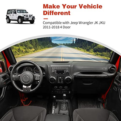 CheroCar 18PCS Interior Trim Kit for Jeep Wrangler JK JKU 2011-2018 4 Door,Steering Button Frame, Air Conditioning Vent Trim Cup Holder Cover,Gear Shift Knobs Frame,Carbon Fiber… - color: Carbon Fiber