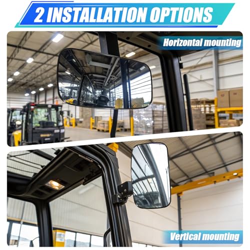 Universal Forklift Mirror - 8.2x4.8" Square HD Wide-Angle Convex Mirror - 1 Pair