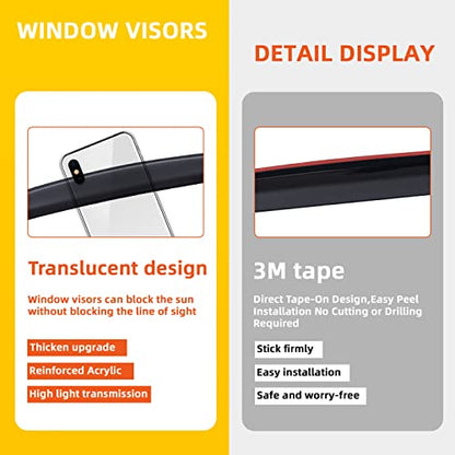 Window Visor Rain Guards Compatible with 2016-2022 Tacoma Double/Crew Cab with 4 Full Size Doors Tape-On(No-Drill Smoke Wind Deflectors Vent Visors for Trucks - size: for 2016-2022 Tacoma Double/Crew Cab
