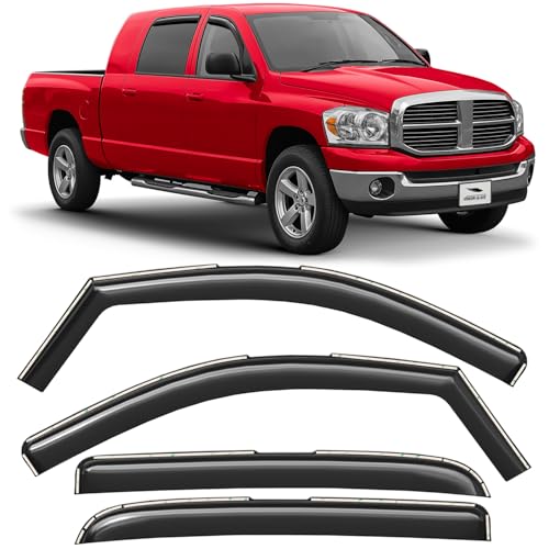 Voron Glass in-Channel Extra Durable Rain Guards for Dodge RAM 2002-2008 MegaCab, Window Deflectors, Vent Window Visors, 4 Pieces - 200691 - color: For RAM 02-08