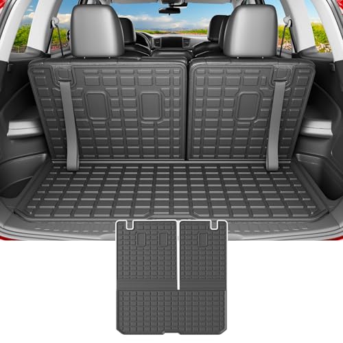 powoq Cargo Mat Compatible with 2016-2025 Honda Pilot (No Elite) Trunk Mat with Backrest Mat TPE Cargo Liner Trunk Liner Replacement for 2016-2025 Honda Pilot Accessories (Trunk Mat with Backrest Mat) - size: Compatible with Honda Pilot | 2016-2025