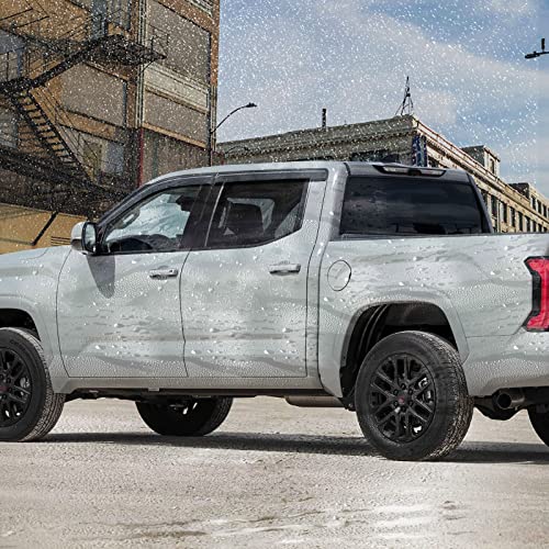 Smoke Rain Guards Fit for Toyota Tundra CrewMax 2022 2023 Tape-On Side Shatterproof Window Visor, Window Deflectors, Vent Deflectors, 4-Piece Set - size: Fit for Toyota Tundra 2022-2023 Tape On