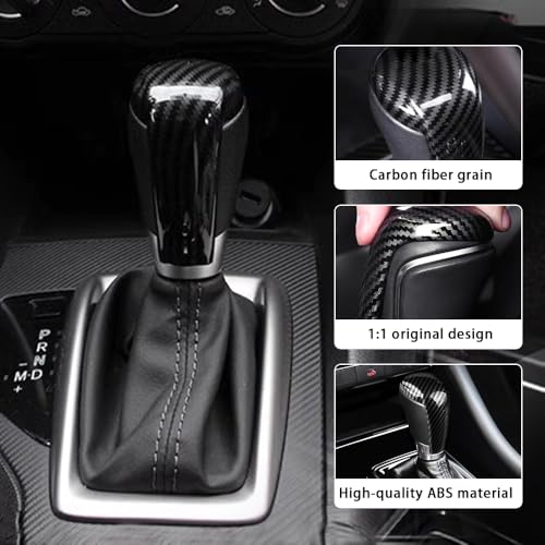 Car Interior Gear Shift Knob Cover Accessories for Mazda CX-5 3 6 CX-3 CX-9 2014-2023 Auto Trim Protector Cap-Carbon Fiber Grain - size: Mazda