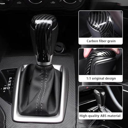 Car Interior Gear Shift Knob Cover Accessories for Mazda CX-5 3 6 CX-3 CX-9 2014-2023 Auto Trim Protector Cap-Carbon Fiber Grain - size: Mazda