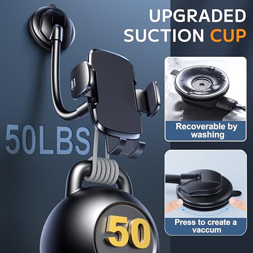 TICILFO Phone Holders for Your Car [Gooseneck Flexible] Phone Stand for Car Dashboard Windshield Automotive Accessories [Strong Suction Cup] Cell Phone Car Mount for All iPhone Android Smartphone - style: Gooseneck