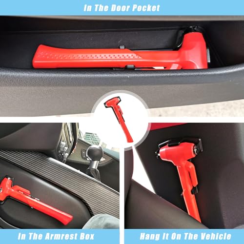 Car Window Breaker, Glass Breaker and Seatbelt Cutter, Emergency Car Glass Safety Hammer, Window Punch Seatbelt Cutter for Family Rescue & Auto Escape Tools(Red) - color: Red