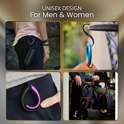 EMBRACE FafaConcepts Purse Hook Hanger – Lightweight, Durable Teardrop S Hooks | Bag Clip Holds 22 lb Bags, Backpacks, Totes | Purse Charms for Women, Men | Onyx & Amethyst - color: onyx/amethyst