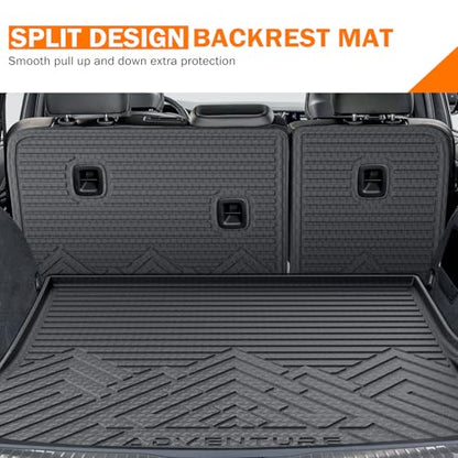 KUST Trunk Cargo Mat for Jeep Grand Cherokee 2011-2021, TPE Rubber Trunk Liner with Backrest Mat for Grand Cherokee Accessories All Weather Back Seat Protector Rear Cargo Liner Raised Edge - size: Cargo Mat