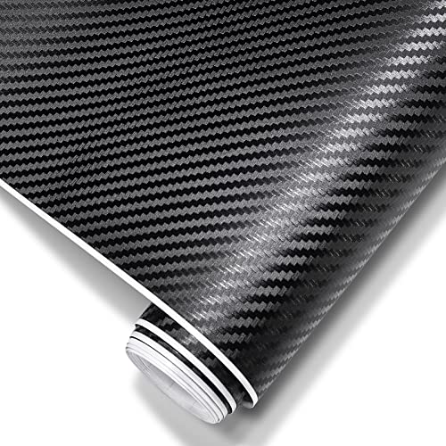 Spurtar Carbon Fiber Vinyl Wrap for Cars, 1ft X 5ft Bubble-Free Waterproof Black Vinyl Wrap Roll Sticker, 3D Self-Adhesive Protective Car Film for Motorcycle Automotive Interior Exterior DIY - color: Carbon Fiber Black