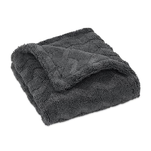 LIVOS Car Drying Towel, Premium Microfiber Towels for Cars, 1000GSM, Edgeless Twisted Loop Design, No Streaks, Scratches, or Water Spot, Absorbent Wash Towel, 18" x 24" (Wave Grey) - color: Grey, size: 18" x 24"