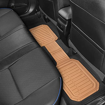Motor Trend 943-BG FlexTough Defender Car Floor Mats -Next Generation Deep Dish Heavy Duty Contour Liners for Car SUV Truck & Van-All Weather Protection, Trim to Fit Most Vehicles Beige - color: Beige, style: FlexTough NextGen