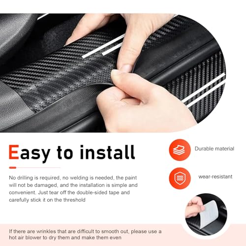 4 PCS Car Door Sill Protectors, Door Edge Step Dust Shield Strips, Automotive Rubber Scratch Resistant Entry Sill Guards, Universal for Most Cars