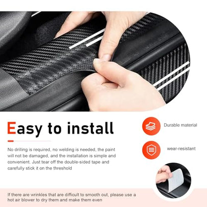 4 PCS Car Door Sill Protectors, Door Edge Step Dust Shield Strips, Automotive Rubber Scratch Resistant Entry Sill Guards, Universal for Most Cars