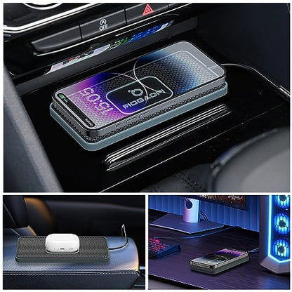 Wireless Charging Pad for Car, MOGAOPI 15W Type C Wireless Charger Car, PD20W Fast Car Charger Compatible with iPhone 16 Pro Max/15 Plus/14/13/12 AirPods Pro Samsung S23/S22/21 (30 cm Cable)