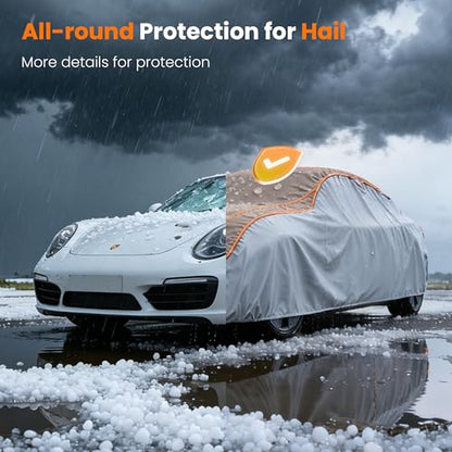 2026 Upgraded Anti-Hail Car Cover, Waterproof All Weather Thickened 5MM EVA Hail Protector, Windproof Reflective Strips with Storage Bag, Universal Fit for 171-190" Sedans (L) - size: L (Fit for 171-190 Inch Sedans)