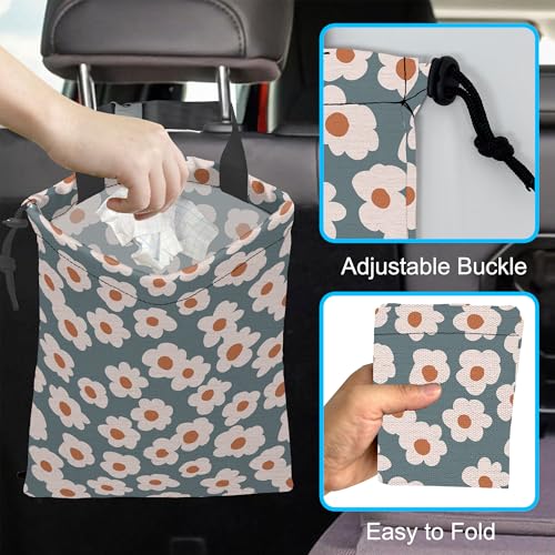 Car Trash Bag Hanging White Daisy Car Trash Can Waterproof Garbage Bag Hanging for Car Back Seat - color: White Daisy