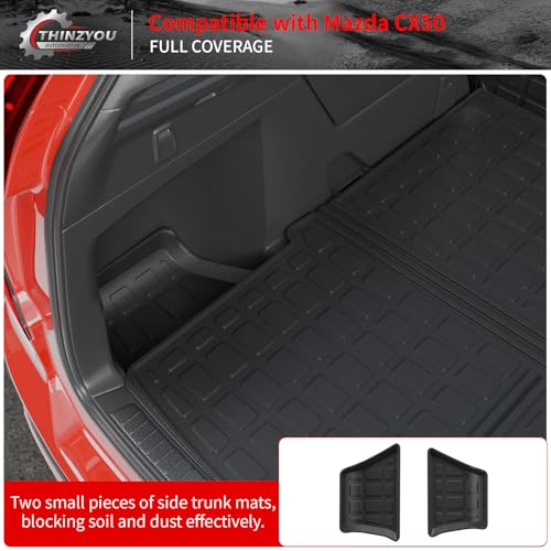 Cargo Mat Compatible with 2023 2024 2025 2026 Mazda CX50 Trunk Mat Trunk Liner Cargo Liner TPE All Weather Back Seat Cover Protector 2024 CX-50 Accessories (Trunk Mat+Backrest Mats) - style: For Mazda CX-50 | 2023-2026