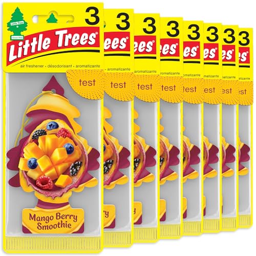 Little Trees Car Air Freshener | Hanging Tree Provides Long Lasting Scent for Auto and Home | Mango Berry Smoothie, 24 Air Fresheners - color: Mango Berry Smoothie