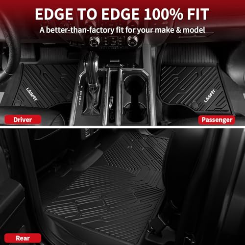 LASFIT Floor Mats for Ford F250 F350 2012-2016 Super Duty Crew Cab Without Manual Transfer Case Shifter All Weather Protector TPE Car Carpet Floor Liners, 1st & 2nd Rows, 3pc Black - style: 2) SuperDuty| 12-16 | 2Rows w/o Manual Shifter