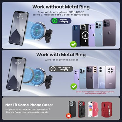 Kaishengyuan Wireless Charger Magnetic Vent Phone Mount Compatible with 2015-2020 Ford F-150, 2017-2021 Super Duty & 2018-2021 Expedition Metal Phone Holder Cradles Bracket Stand for All Smartphone - style: Magnetic Charge