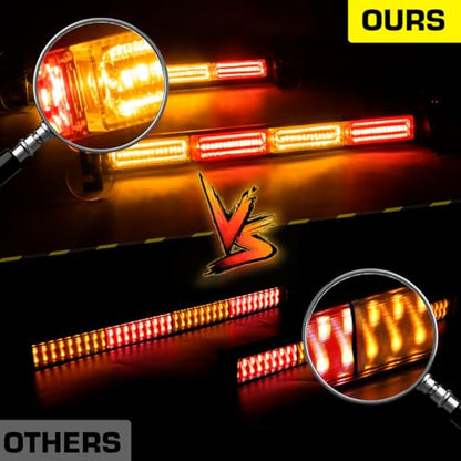 2x17.7 LED Windshield Emergency Light Bar Interior Flashing Hazard Safety Warning Lights w/Remote Control for Police Law Enforcement POV Trucks Vehicles, Amber/Red - color: #08 Amber/ Red