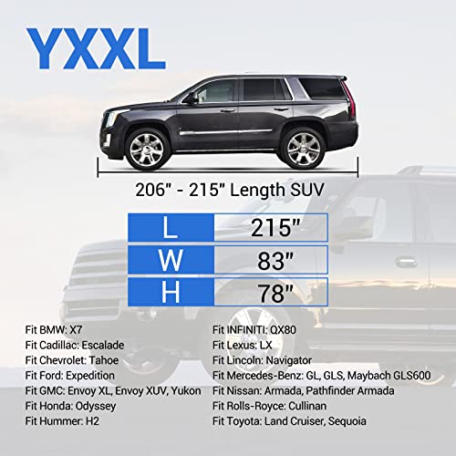 Tecoom Car Cover Waterproof All Weather, 8 Layers Soft Cotton Fleece Lining SUV Car Cover with Zipper Door & Lock, Windproof Rain Sun UV Hail Protector Full Exterior Covers Fit SUV (206-215 Inches) - size: YXXL: Fit 206-215 inches SUV