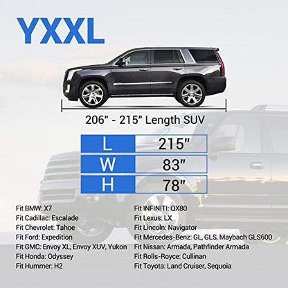 Tecoom Car Cover Waterproof All Weather, 8 Layers Soft Cotton Fleece Lining SUV Car Cover with Zipper Door & Lock, Windproof Rain Sun UV Hail Protector Full Exterior Covers Fit SUV (206-215 Inches) - size: YXXL: Fit 206-215 inches SUV