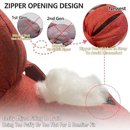 Car Seat Neck Pillow Elegant Bow Car Headrest Pillow Set - Cotton Linen Neck Cushion Universal Fit for Women Comes with 2 Seat Belt Covers (Red Set 4Pcs) - color: Red Set 4pcs