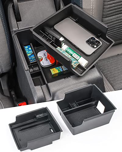 Savadicar Center Console Organizer – 2PCS Armrest Storage Tray for 2021 2022 2023 2024 Ford Bronco (Not for 2025 Version and Sport models), ABS Three-Tier Divider Insert, Black Interior Accessory