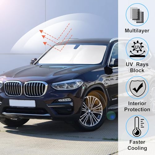 Windshield Sun Shade Custom Fit 2018-2023 2024 2025 2026 BMW X3 Accessories Foldable Sunshade Window Shade Protect Car from Sun Rays & Heat Damage - size: For BMW X3 2018-2026